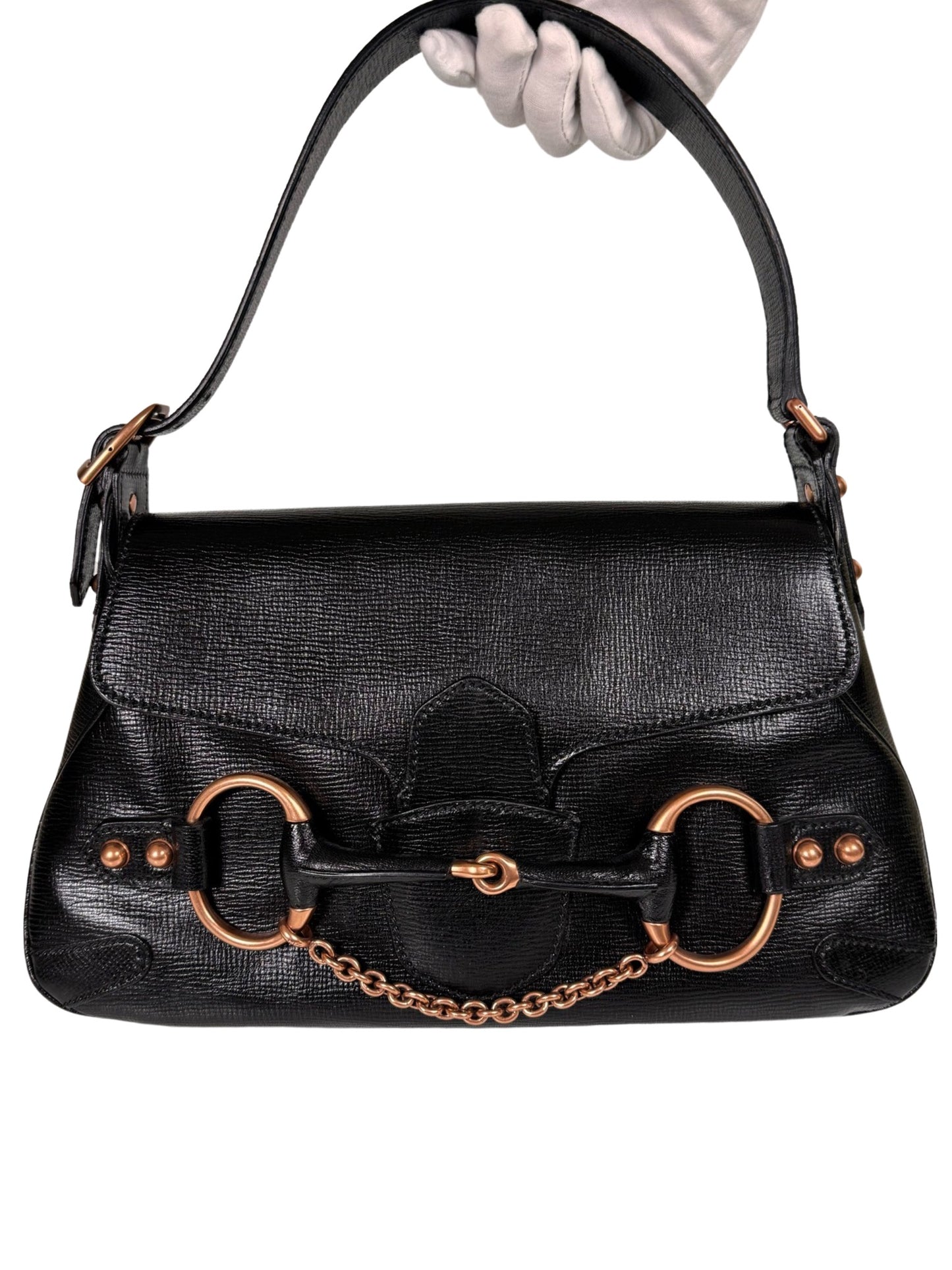 2003 Gucci Horsebit 1955 Leather Black Bag