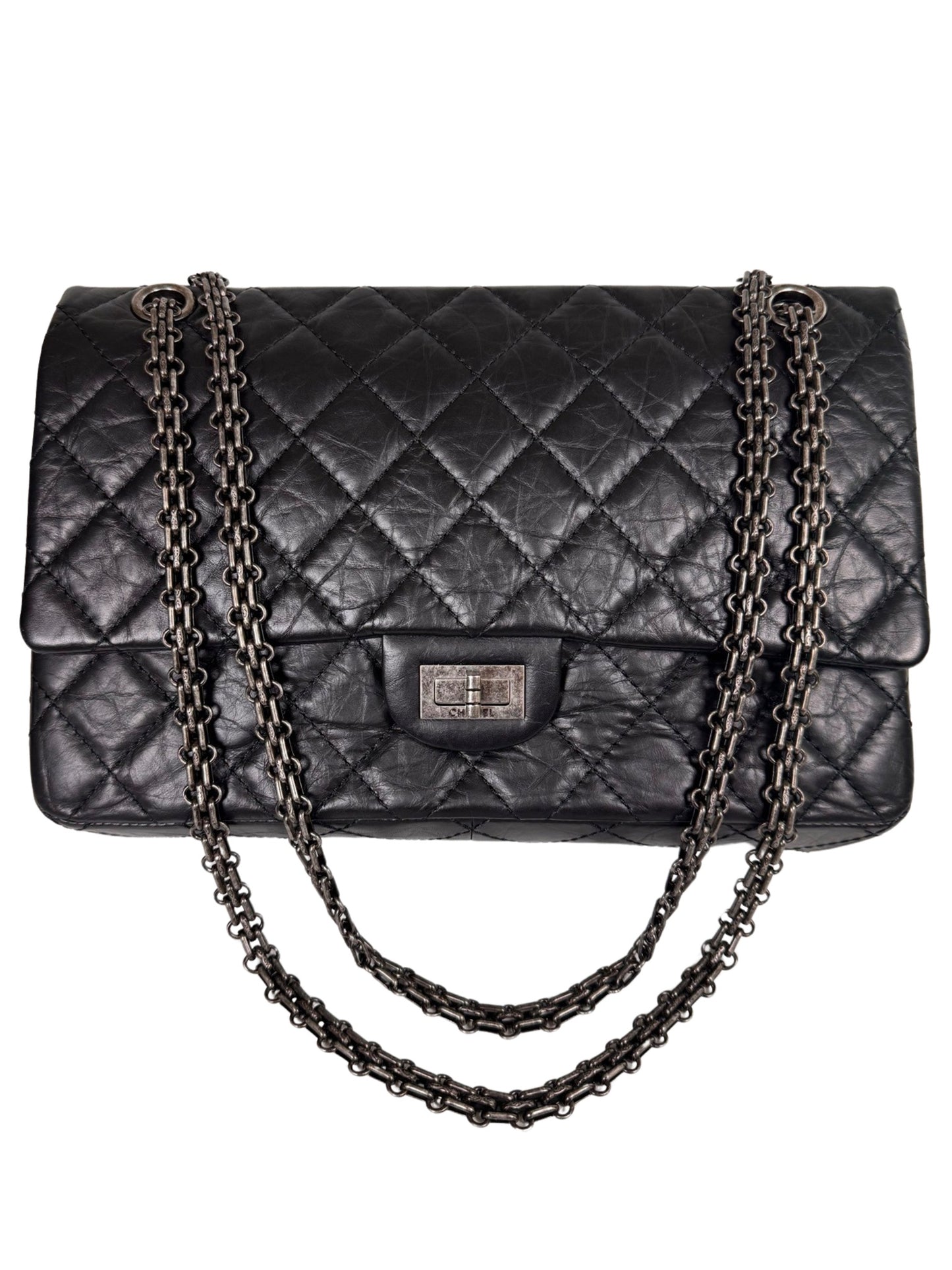 2011 Chanel 2.55 Reissue Aged Calfskin Medium Flap Bag - Black RHW