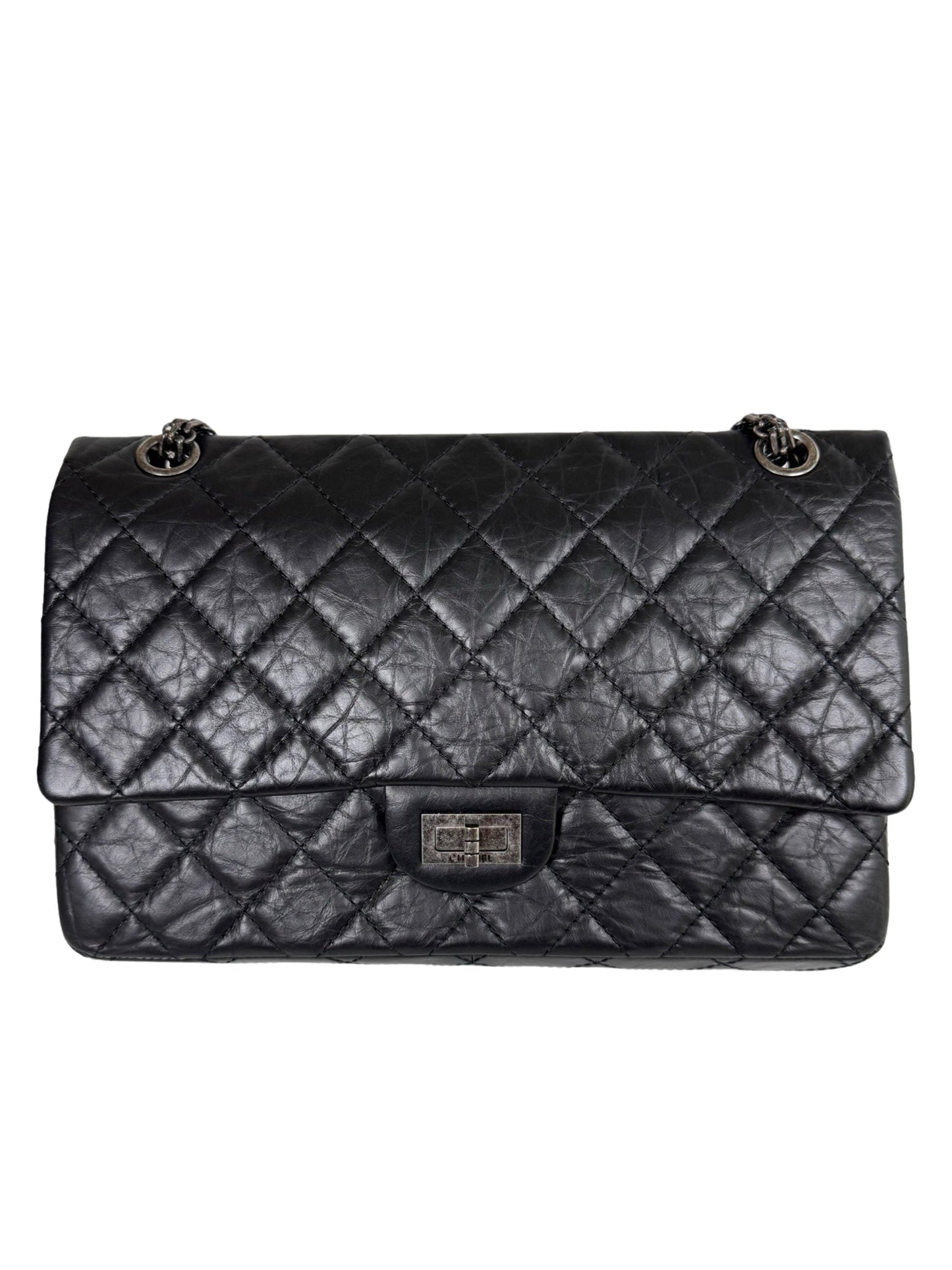 2011 Chanel 2.55 Reissue Aged Calfskin Medium Flap Bag - Black RHW