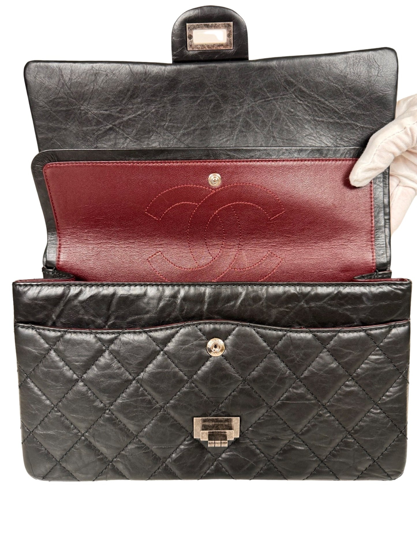 2011 Chanel 2.55 Reissue Aged Calfskin Medium Flap Bag - Black RHW